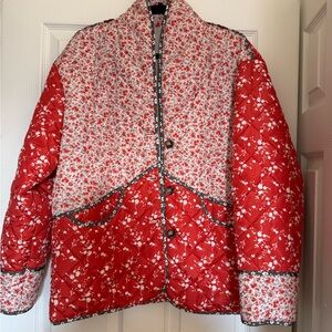 Floral Red Quilted Women's Jacket